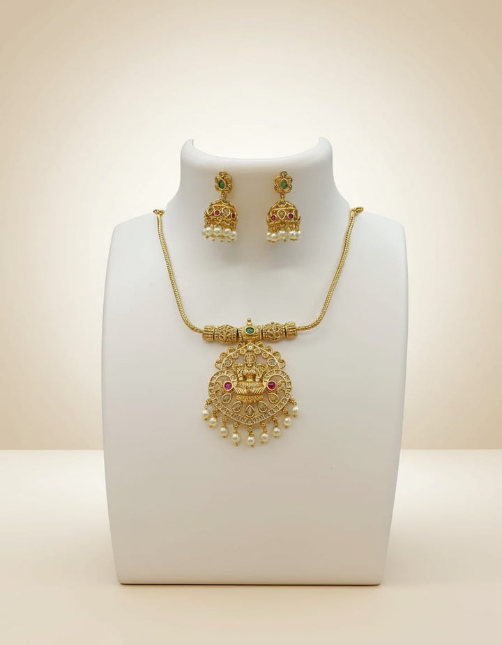 Gold Finish AD Stone Necklace Set