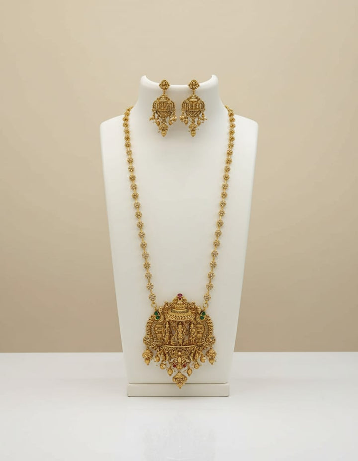 Antique Finish AD Stone Seetha Raman Haram Set
