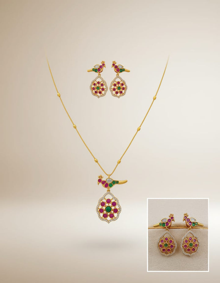 AD Stone Parrot Invisible Chain Set