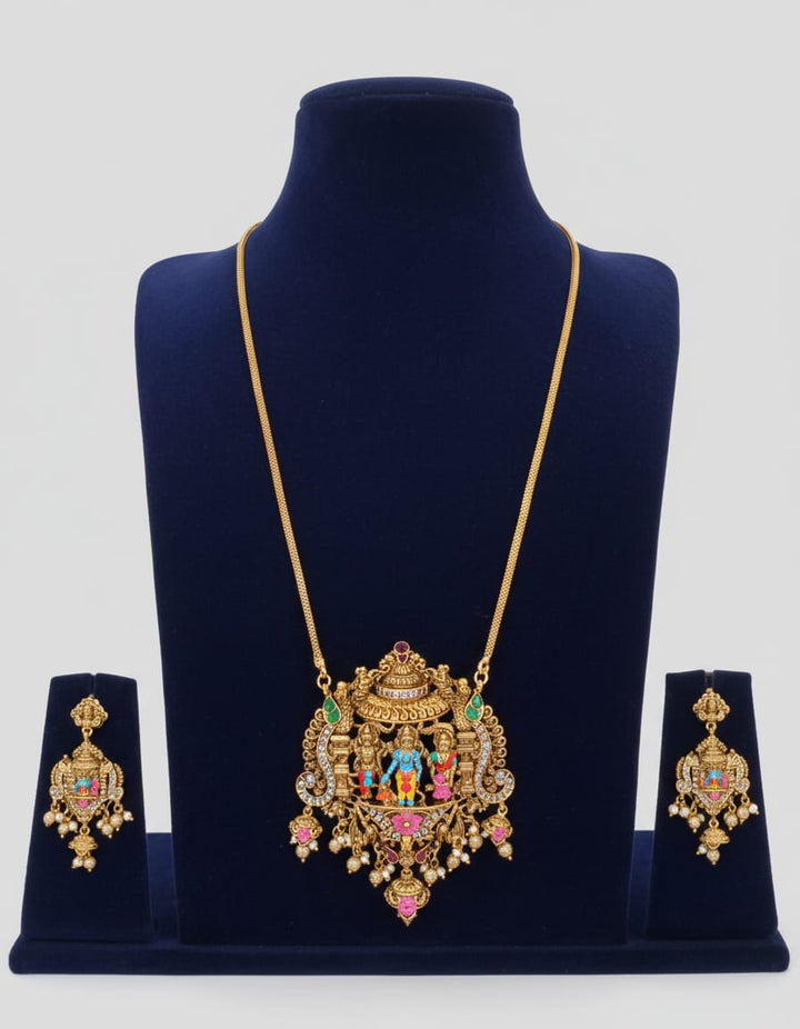 Antique Kalamkari Seetha Raman Dollar Chain Set