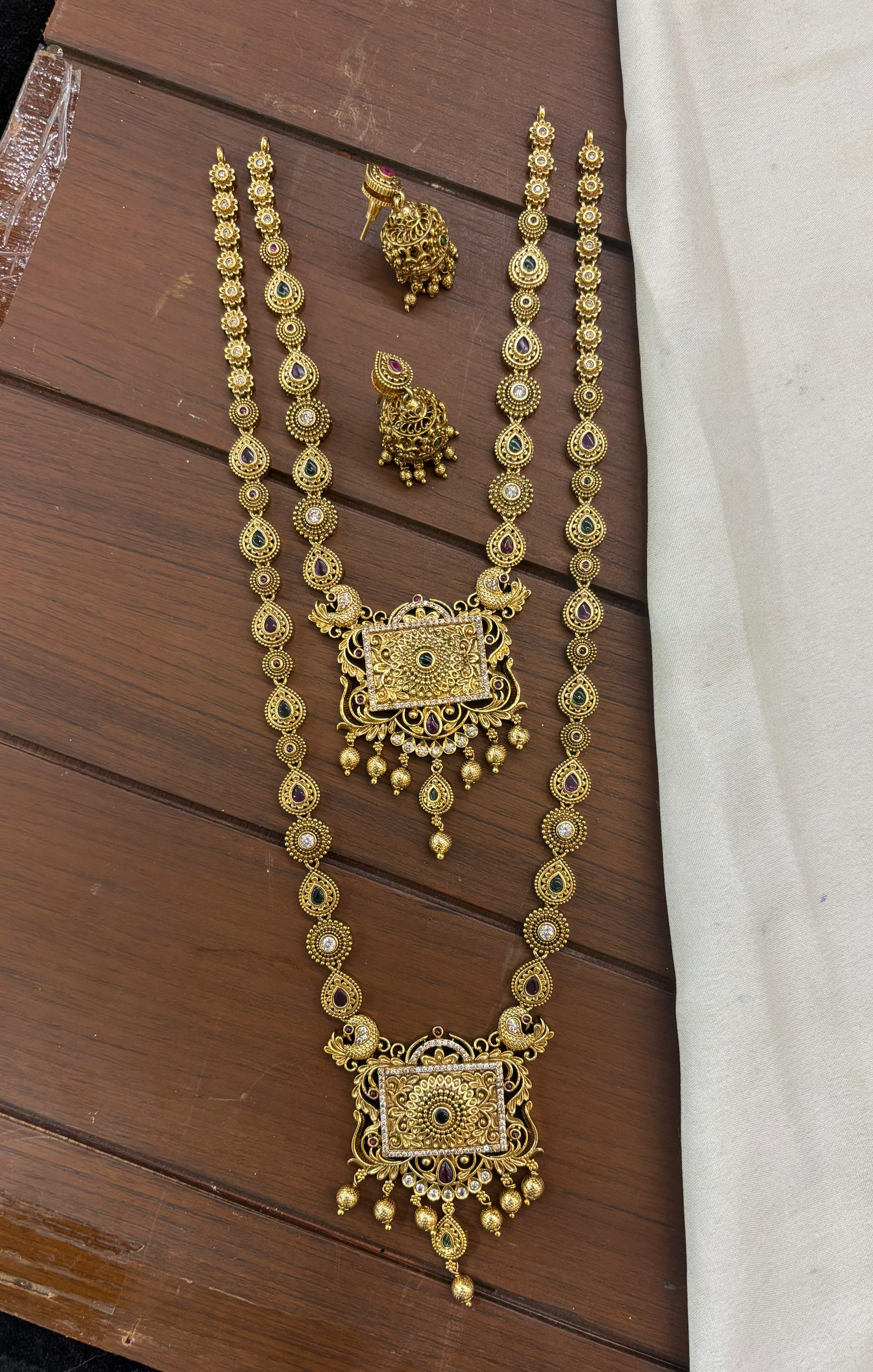 antique-finish-kemp-stone-necklace-and-haram-combo-set