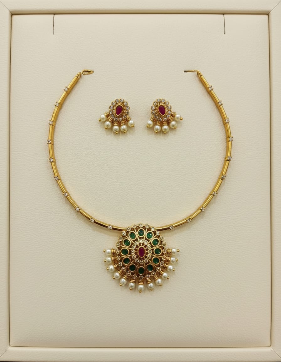 gold-finish-multi-colour-pearl-choker-set