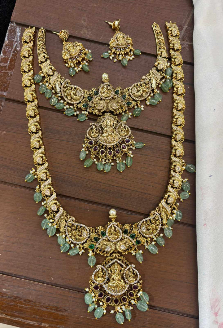 Antique Finish AD Stone 3D Bridal Set