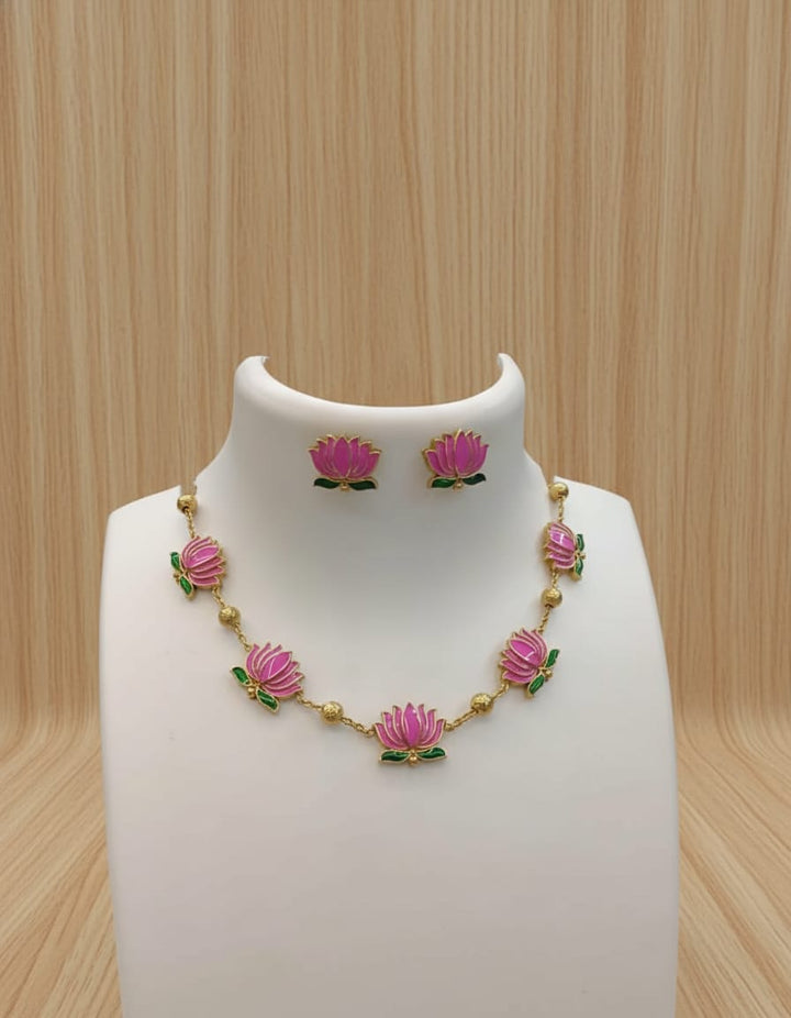 Lotus Necklace set antique finish