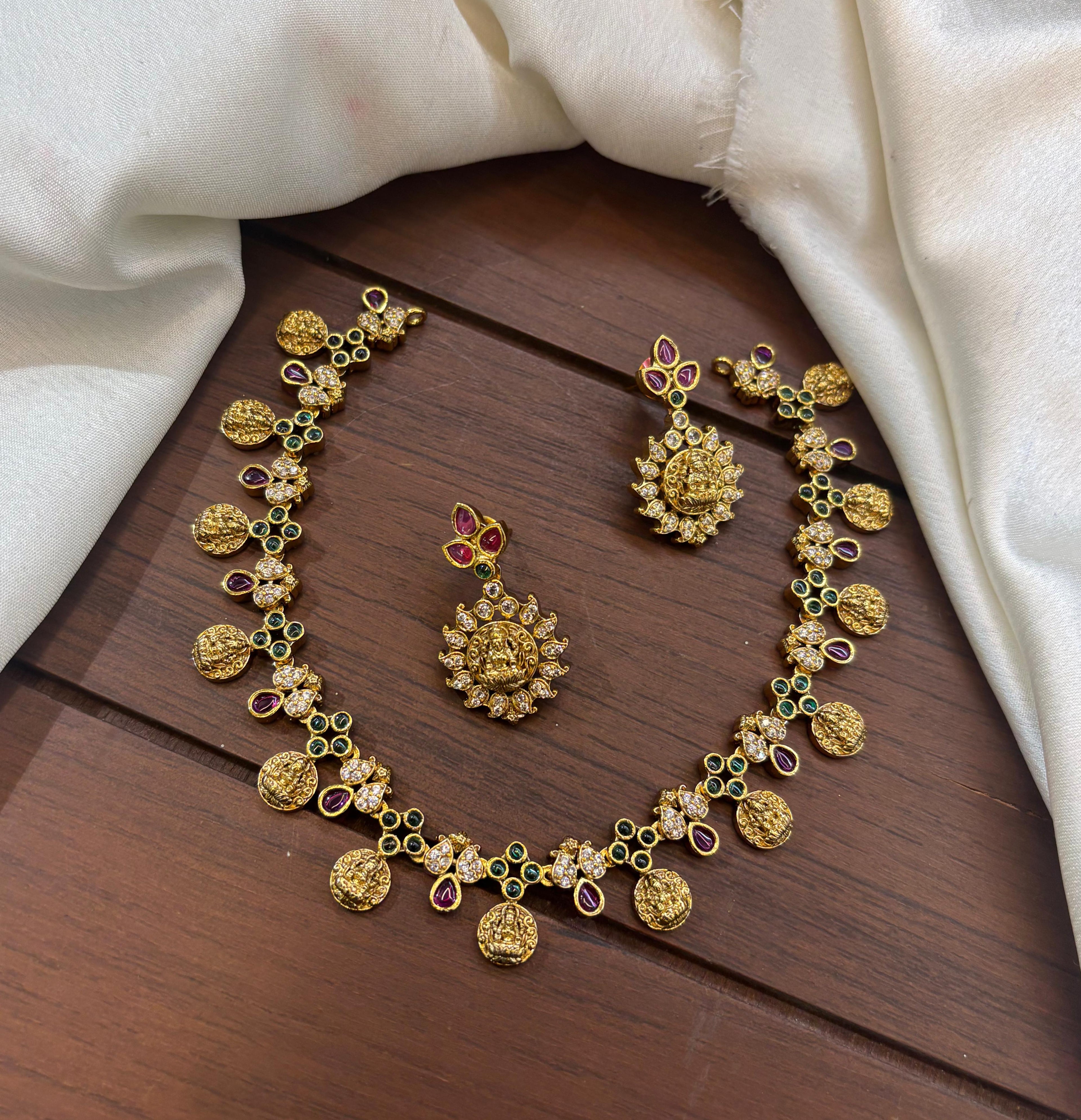 matt-finish-lakshmi-coin-multi-colour-necklace-set