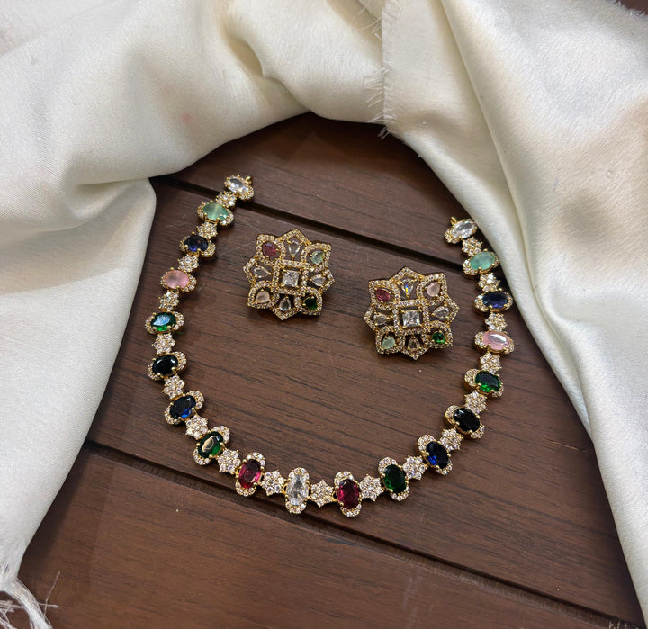 Navaratna AD Stone Necklace Set