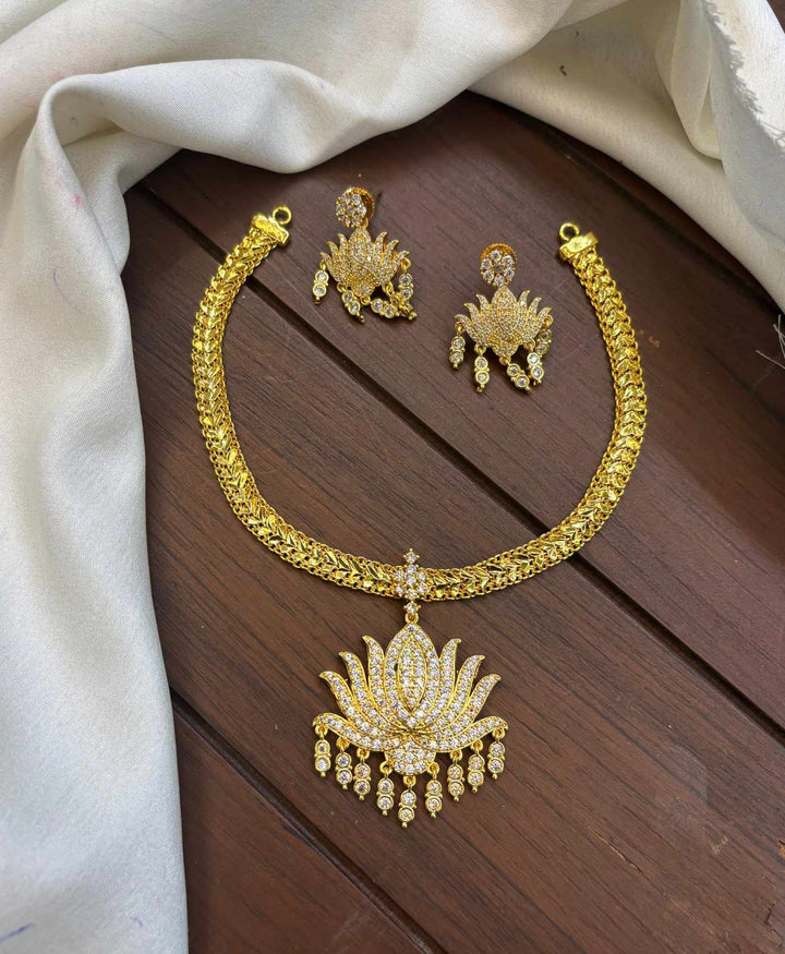 Gold Micro Plated AD Stone Necklace Set