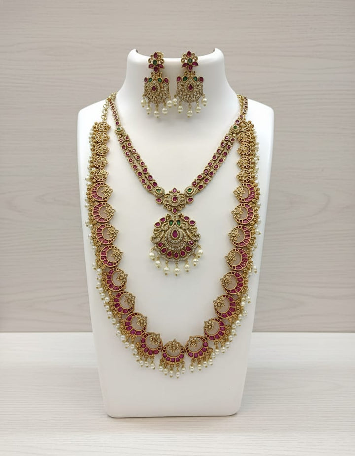 Antique Finish Haram and Necklace Combo Set