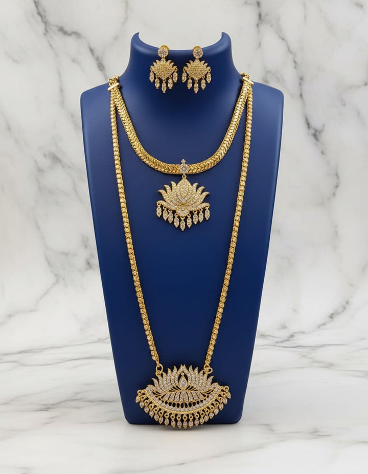 Micro Plated AD Stone Necklace and Haram Dollar Chain