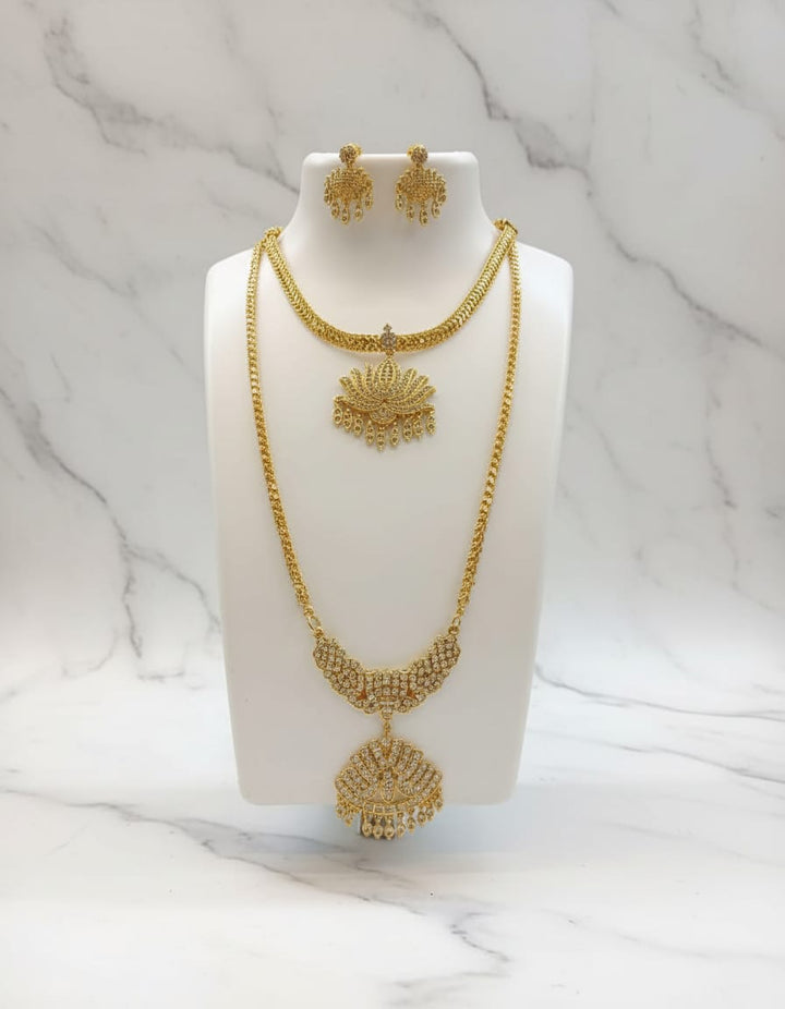 Micro Plated AD Stone Necklace and Haram Dollar Chain