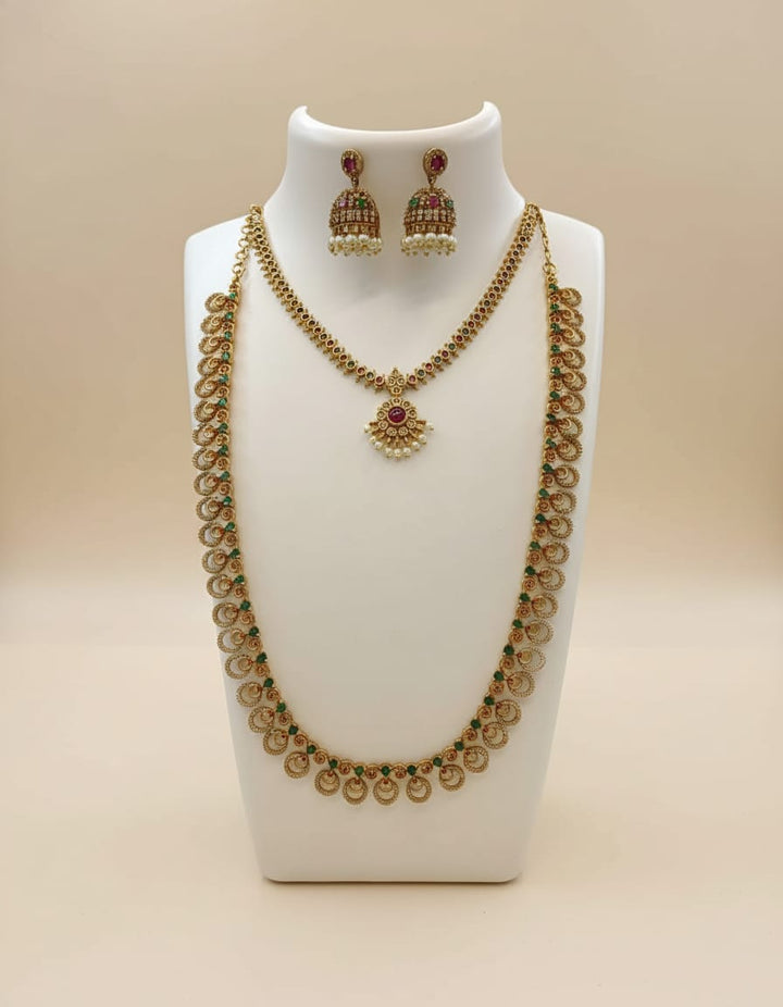 Gold Finish AD Stone Combo Set