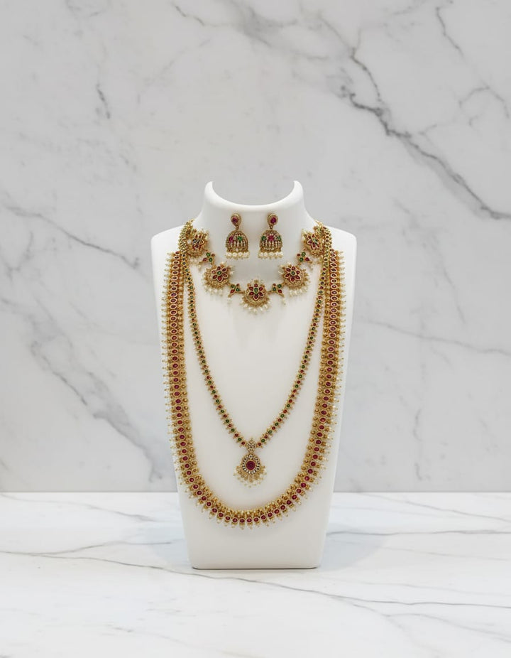 Gold Finish AD Stone Combo Set