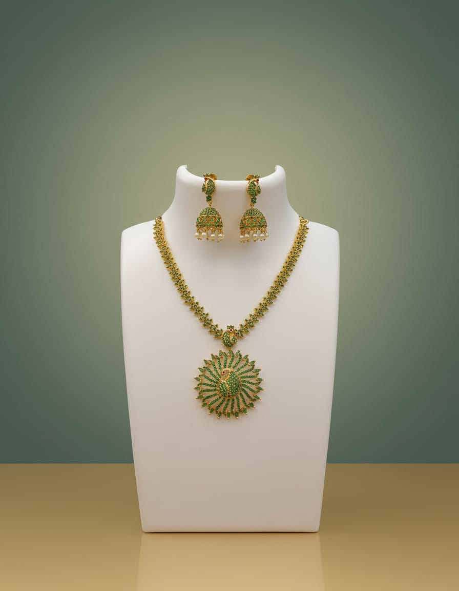 peacock-design-full-emerald-ad-stone-necklace-set