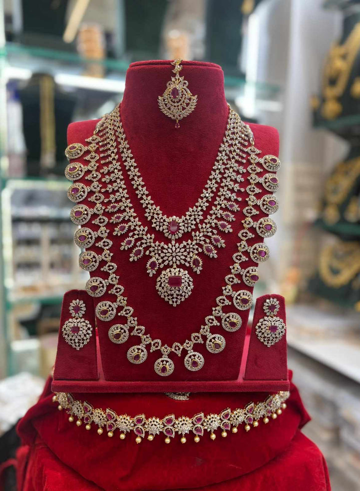 GJ Polish AD Stone Haram and Mid Haram Bridal Set
