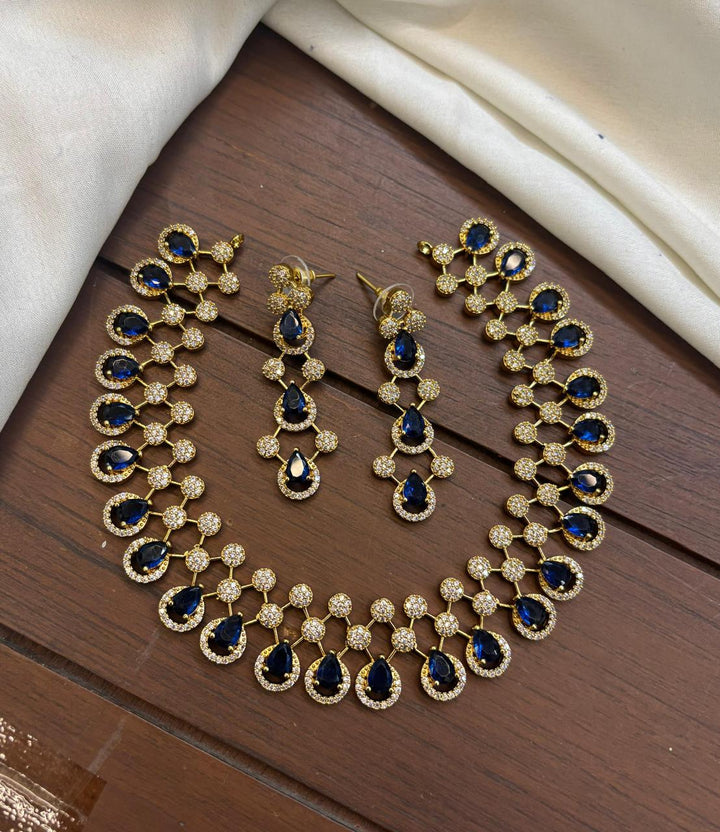 Matt Finish AD Stone Necklace Set