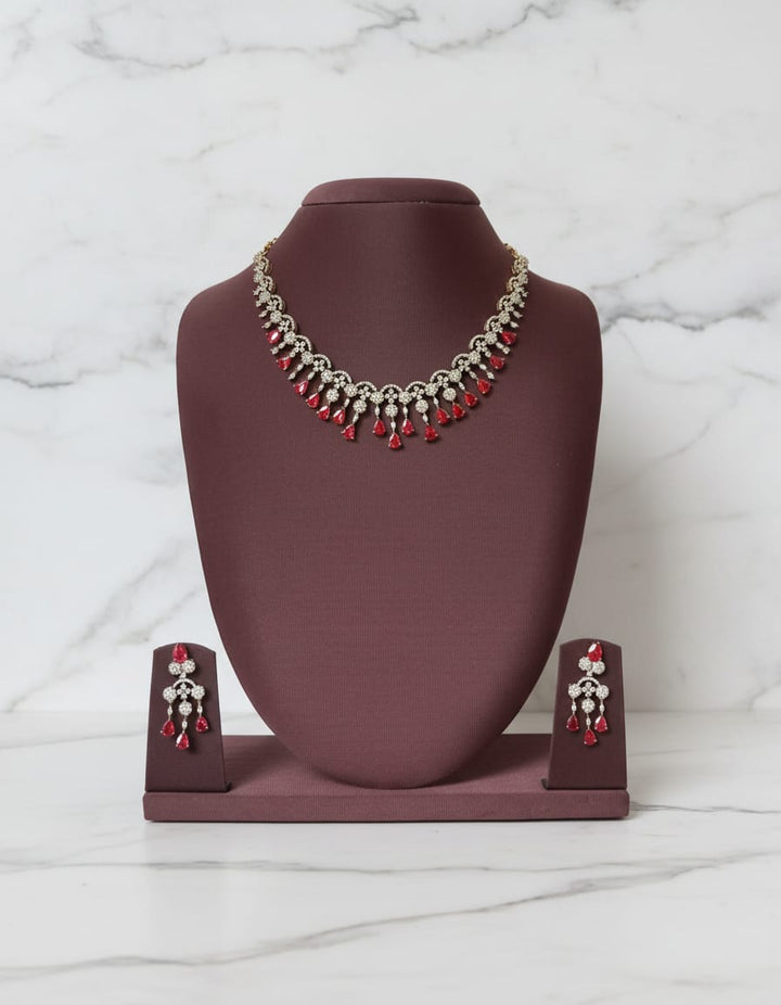 Mehndi Polish AD Stone Necklace Set