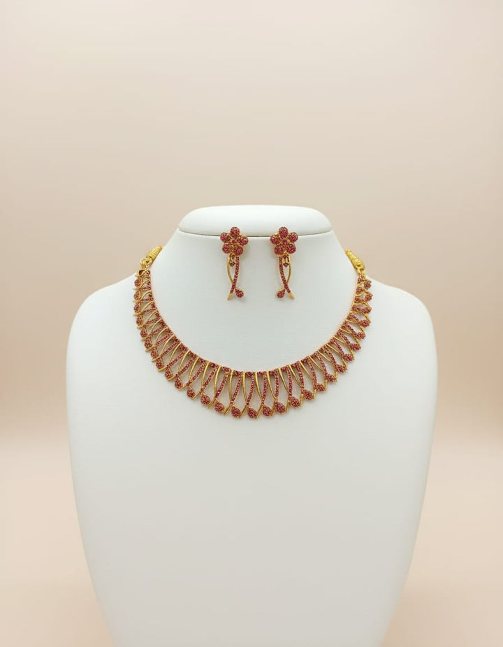 AD Stone Gold Finish Necklace Set