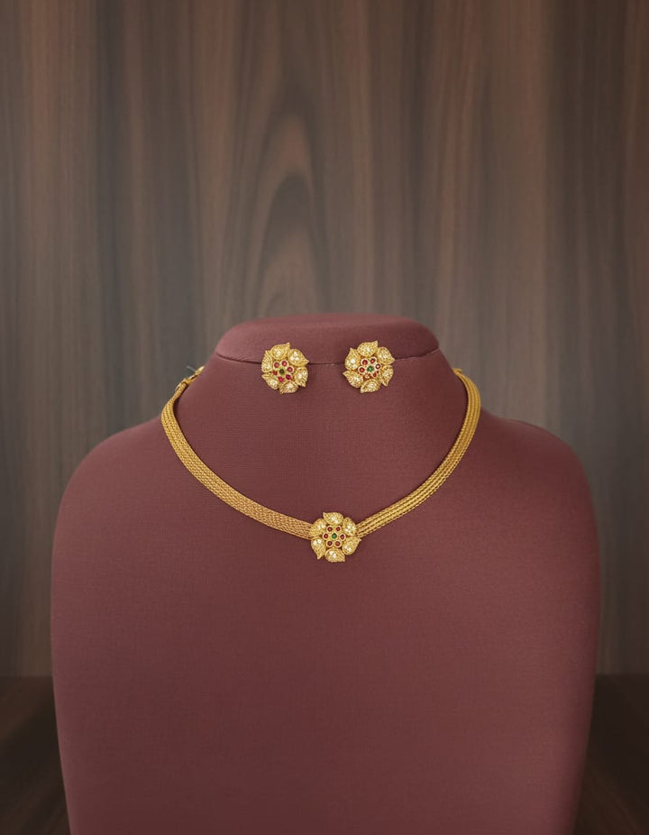 Matt Finish AD Stone Necklace Set
