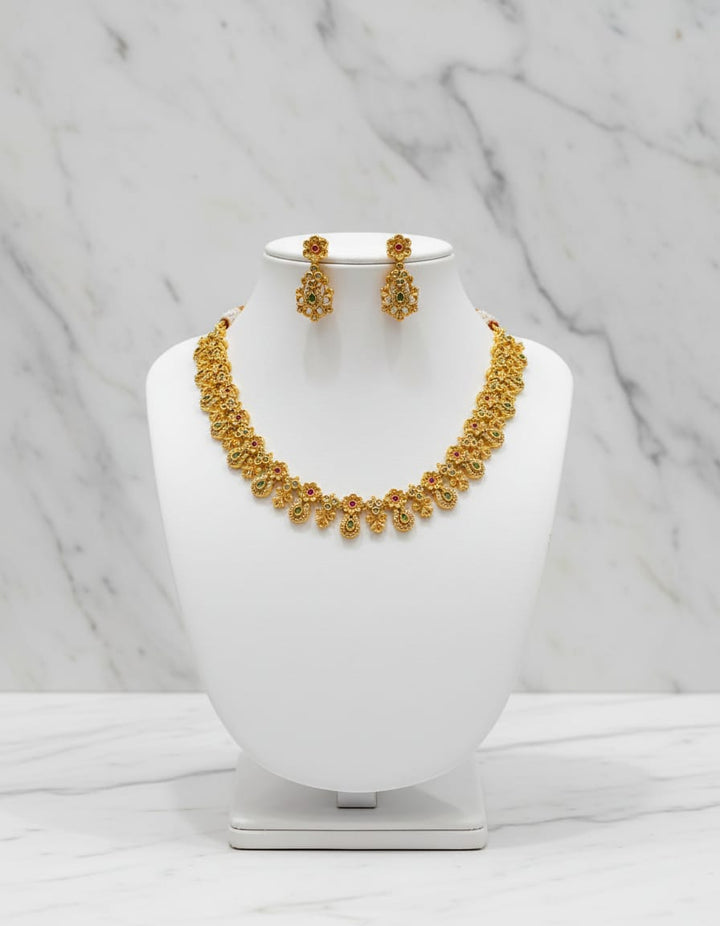 Matt Finish AD Stone Necklace Set