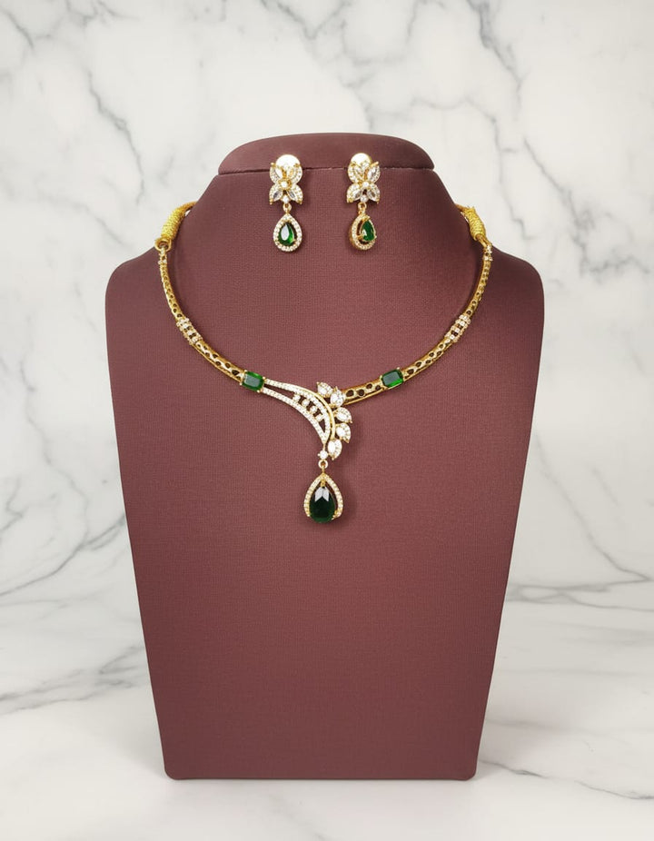 Matt Finish AD Stone Designer Necklace Set
