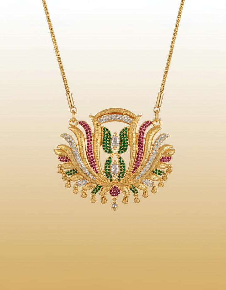 Matt Finish AD Stone Lotus Dollar Chain