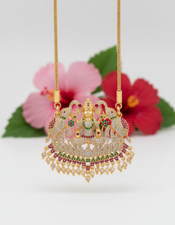 AD Stone Laxmi Pendant Dollar Chain