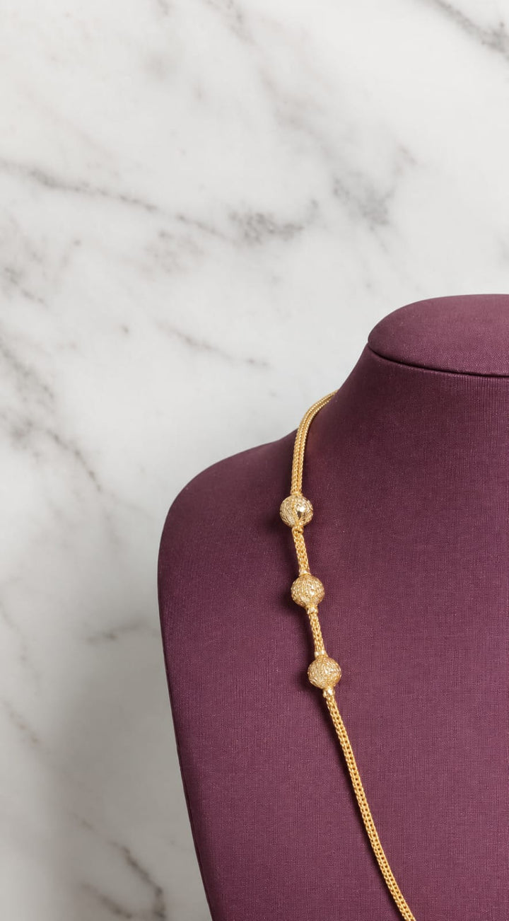 Matt Finish Gold Polish Mugappu Chain