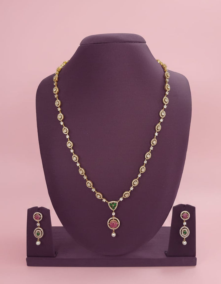 AD Stone Gold Finish Haram Set