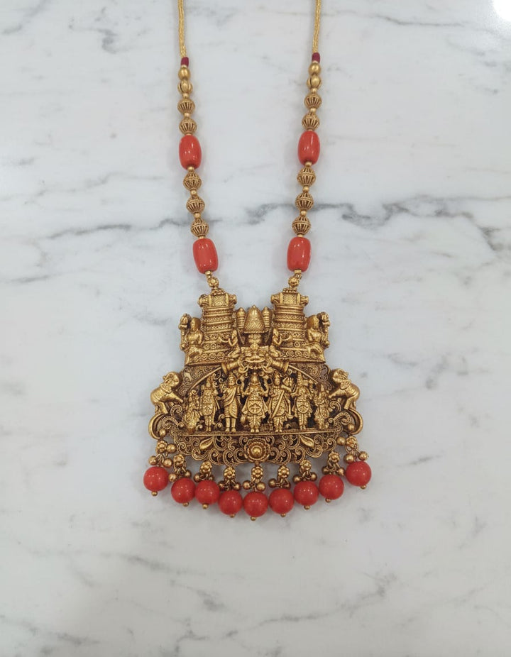 Antique Finish Mumurti and Deivas Dollar Haram Set