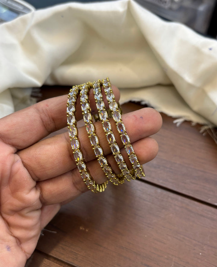 AD Stone Gold Finish Bangles
