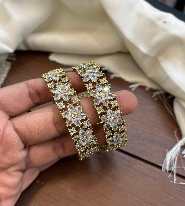 Gold Finish AD Stone Bangles