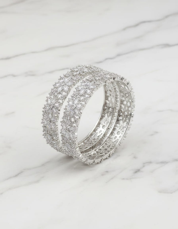 Silver Polish AD Stone Bangles