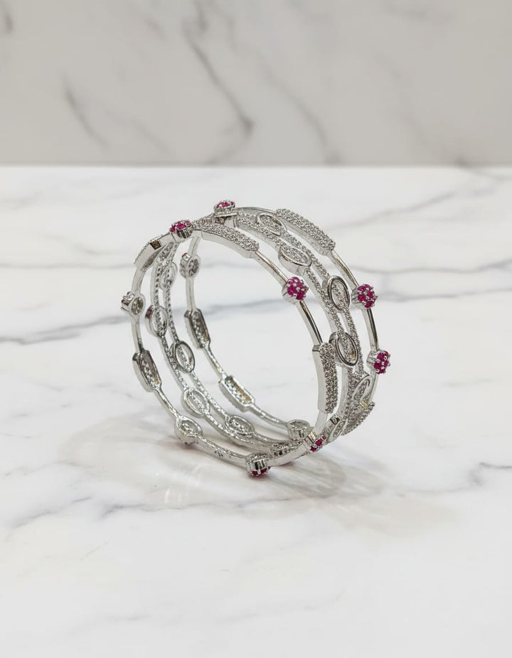 Silver Polish AD Stone Bangles