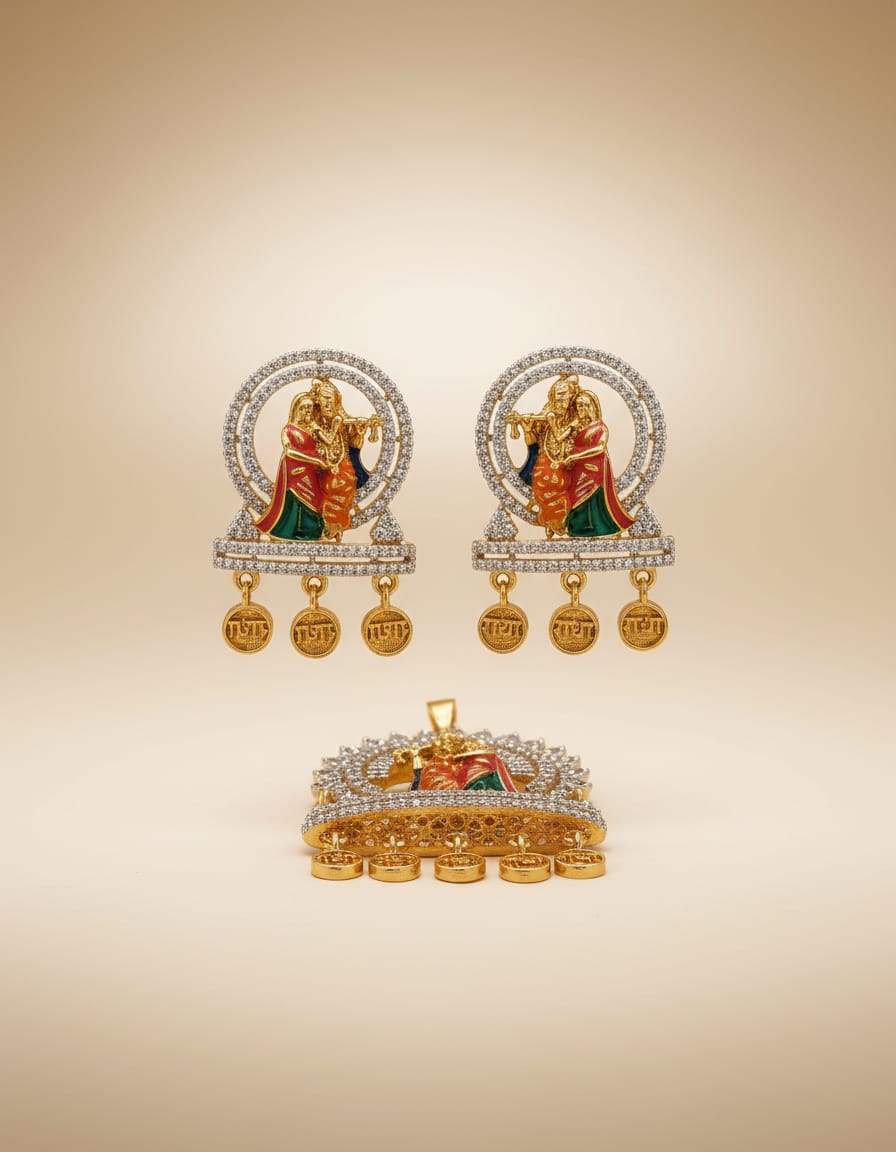 gj-polish-ad-stone-kalamkari-radhe-krishna-pendant-invisible-dollar-chain