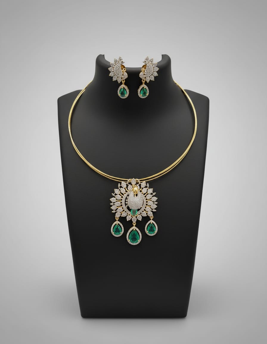 gj-polish-ad-stone-celeste-green-peacock-design-dollar-invisible-chain