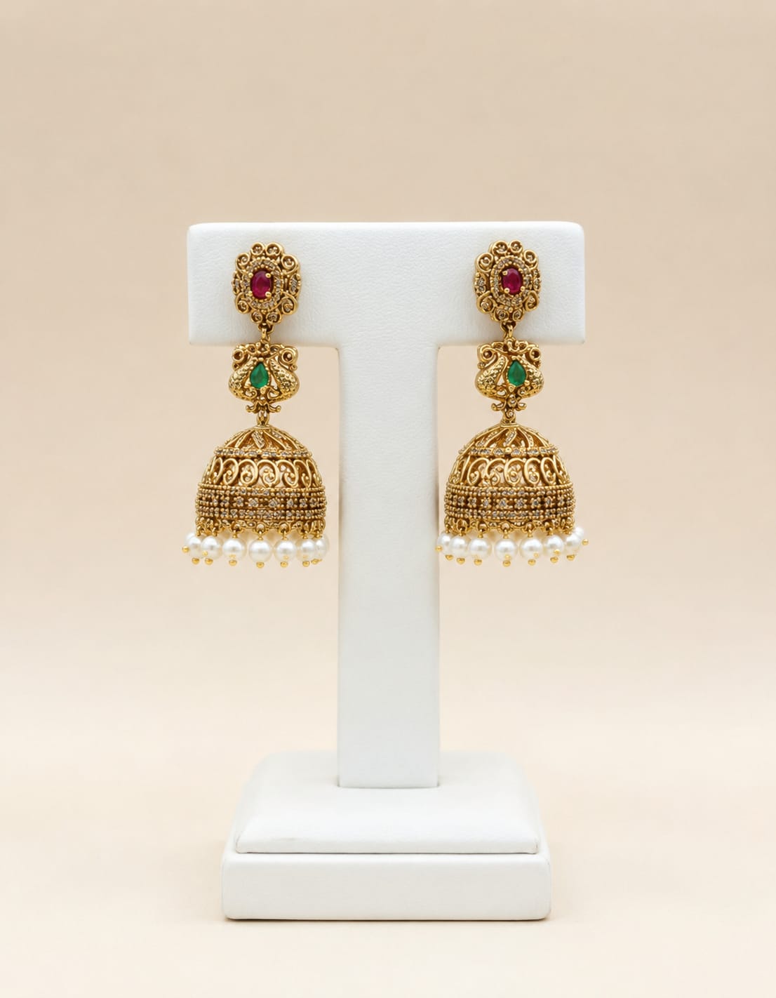 gold-finish-ad-stone-necklace-haram-and-jhumka-set