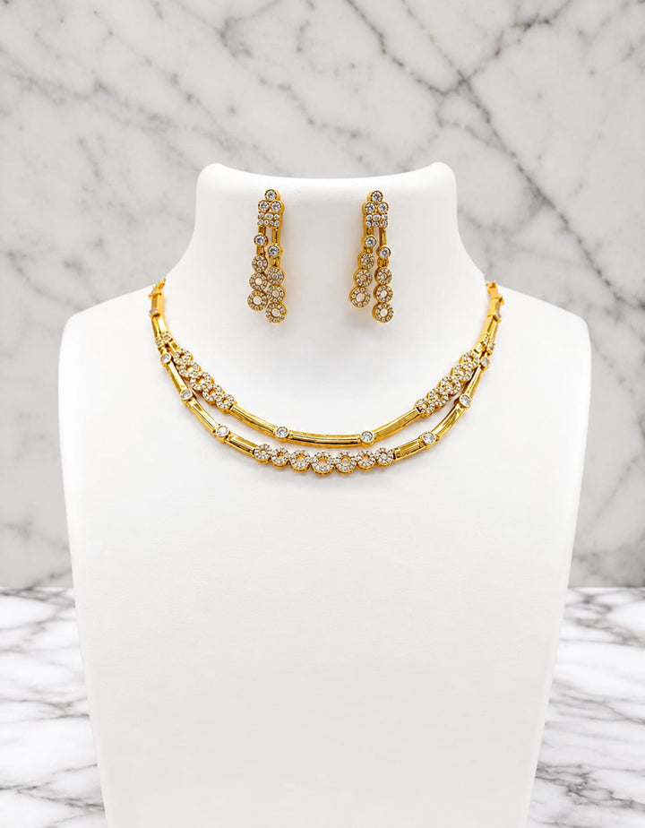 Gold Finish AD Stone Necklace Set