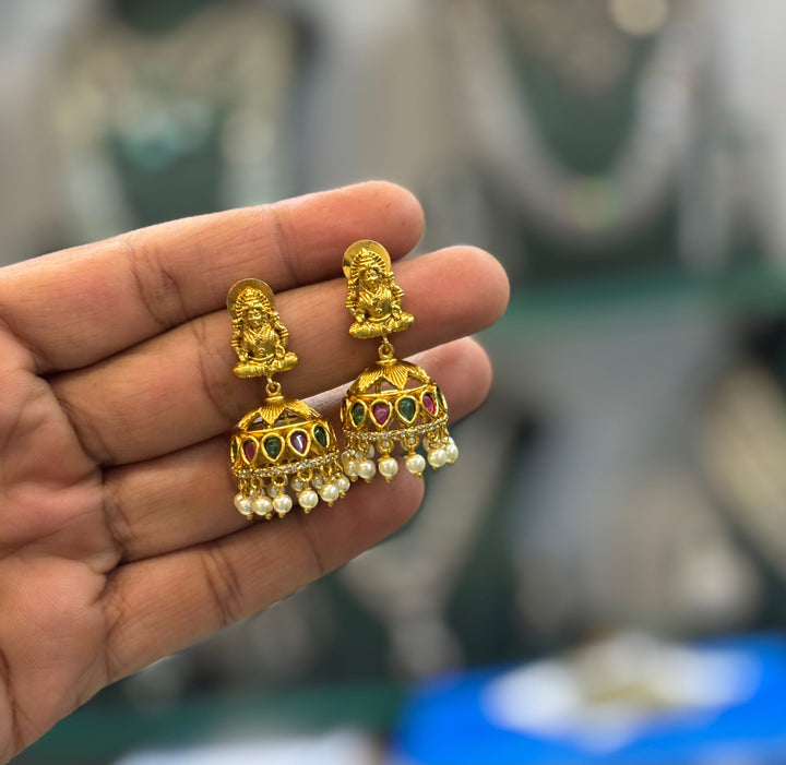Gold Finish AD Stone Earrings