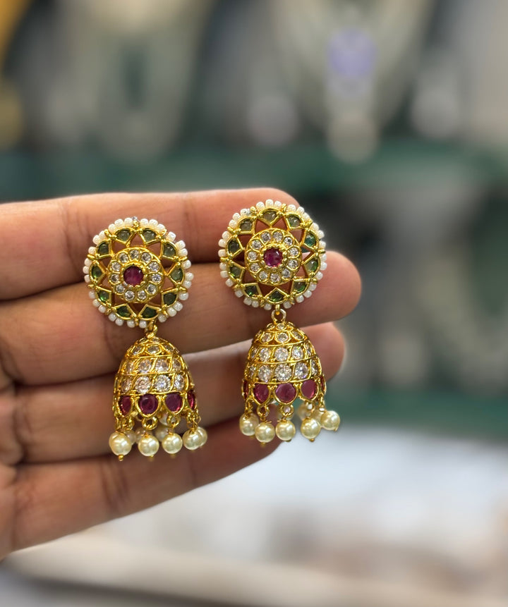 Gold Finish AD Stone Earrings