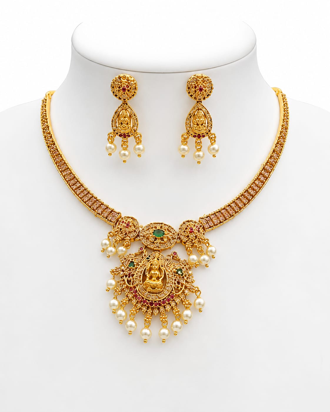 matt-finish-ad-stone-antique-lakshmi-necklace-set