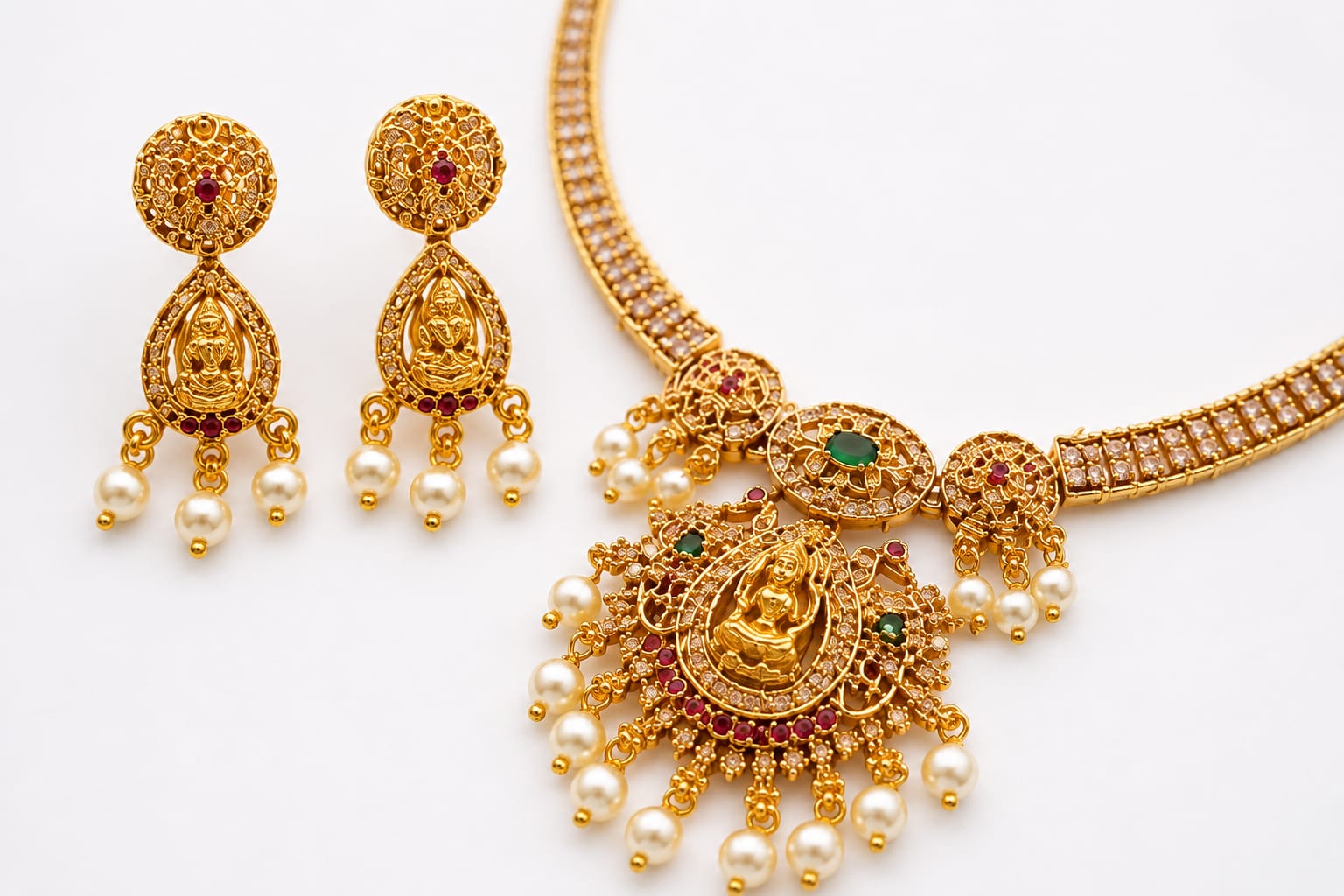 matt-finish-ad-stone-antique-lakshmi-necklace-set
