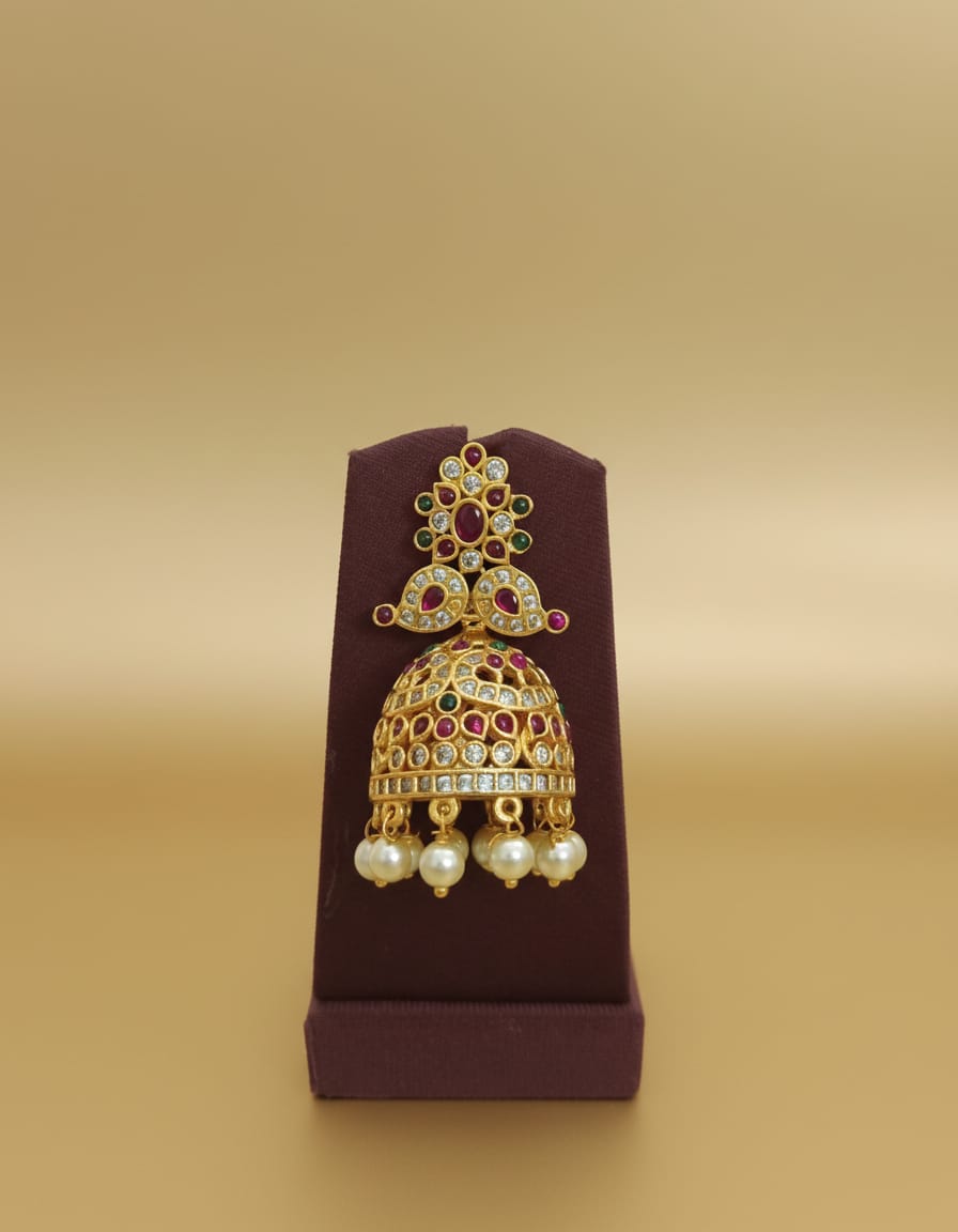 antique-kaas-mala-ad-stone-haram-with-jhumka-set