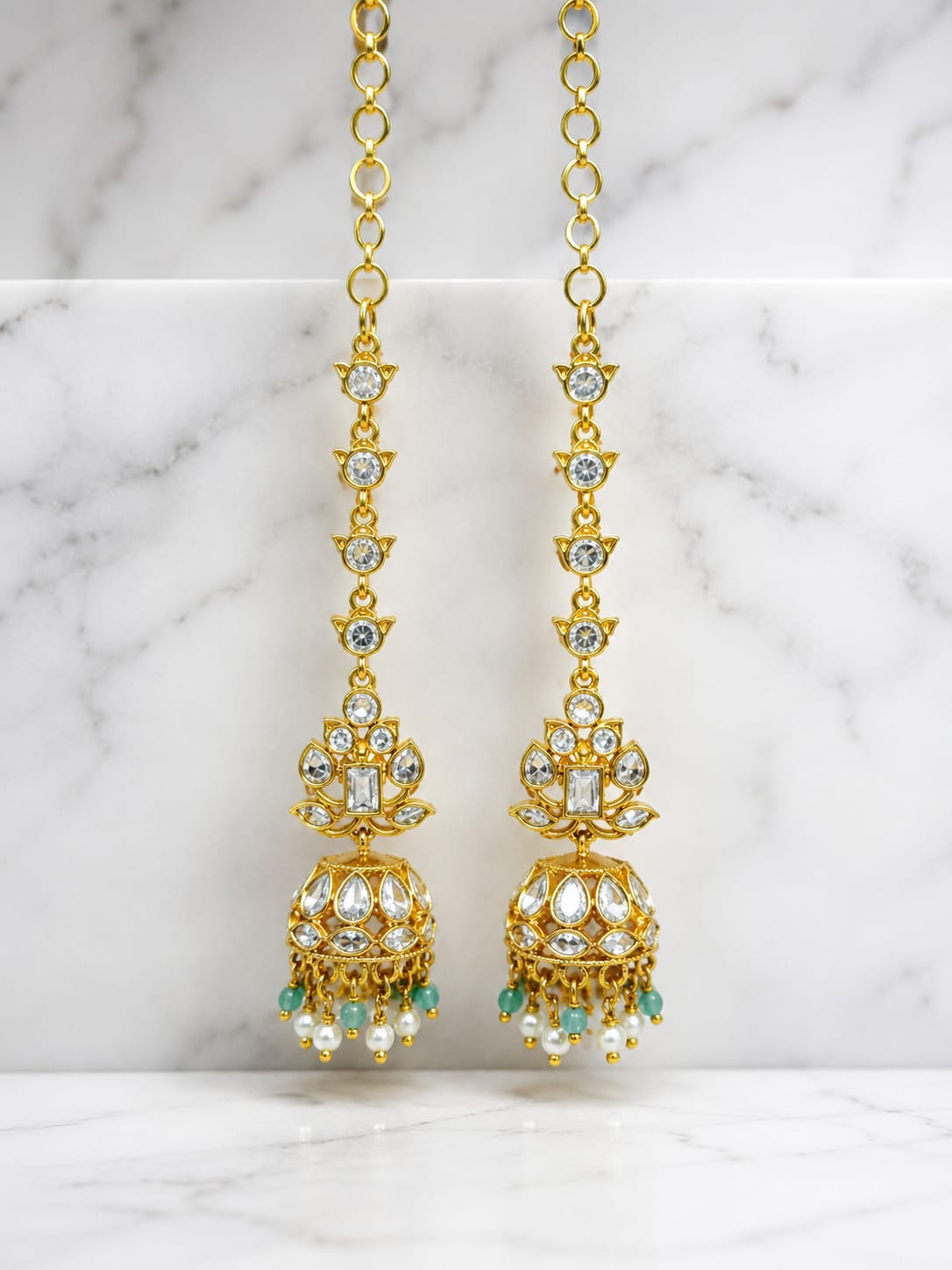 gold-finish-kemp-stone-jhumka-with-mattal