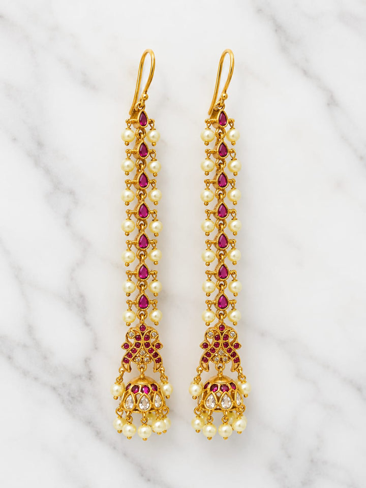 Matt Finish Kemp Stone Jhumka with Mattal