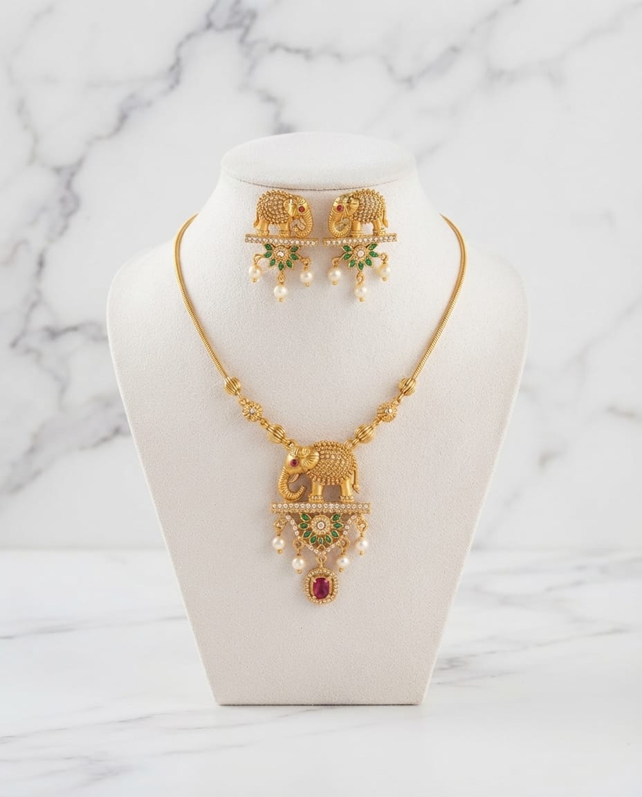 gold-finish-ad-stone-elephant-necklace-set