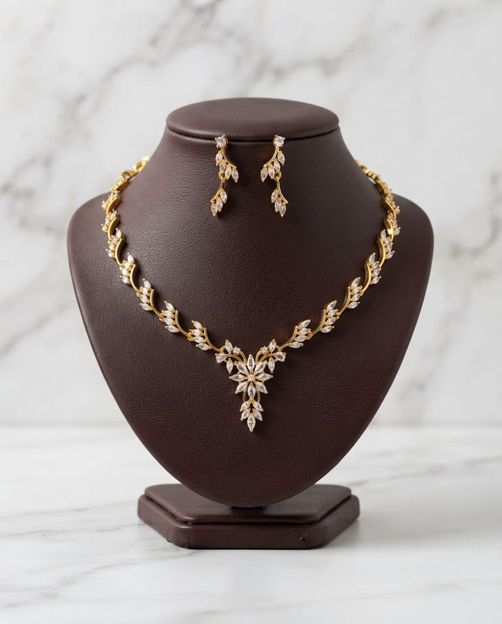 AD Stone Gold Finish Necklace Set