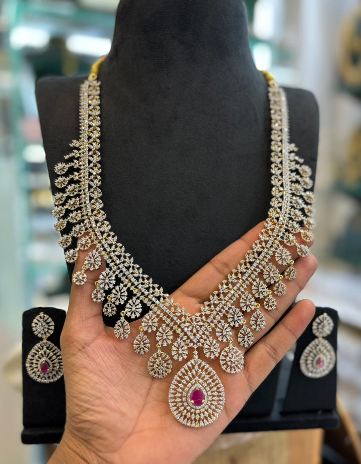 GJ Polish AD Stone Bridal Haram Set