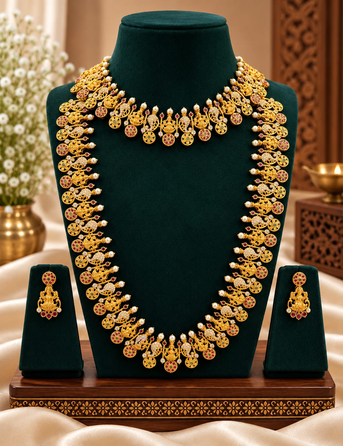 matt-finish-ad-stone-lakshmi-necklace-and-haram-set