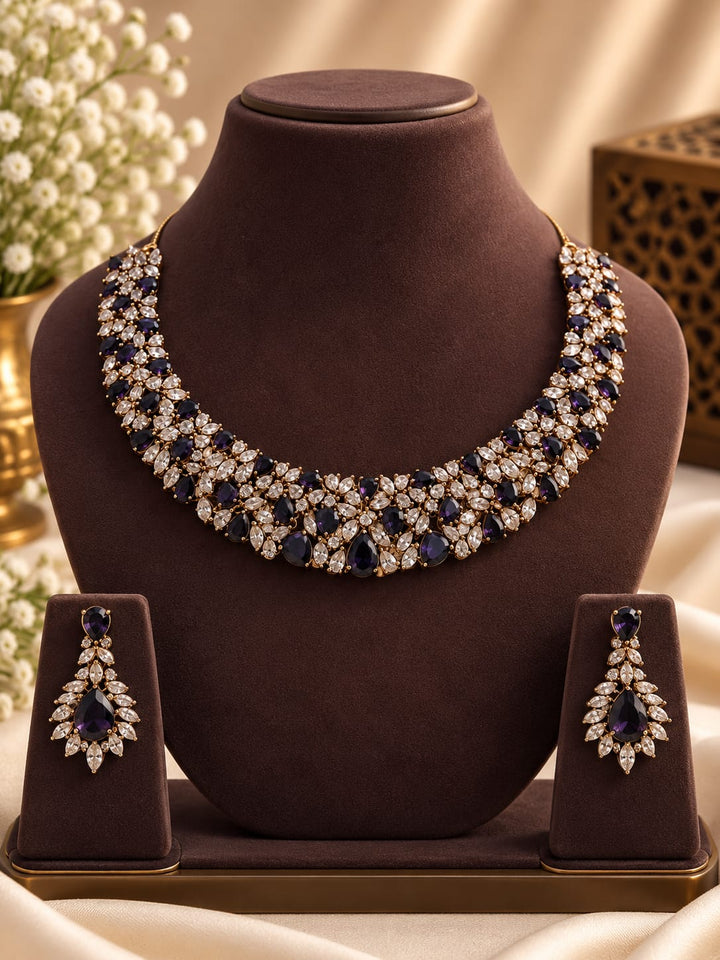 Mehndi Polish AD Stone Necklace Set
