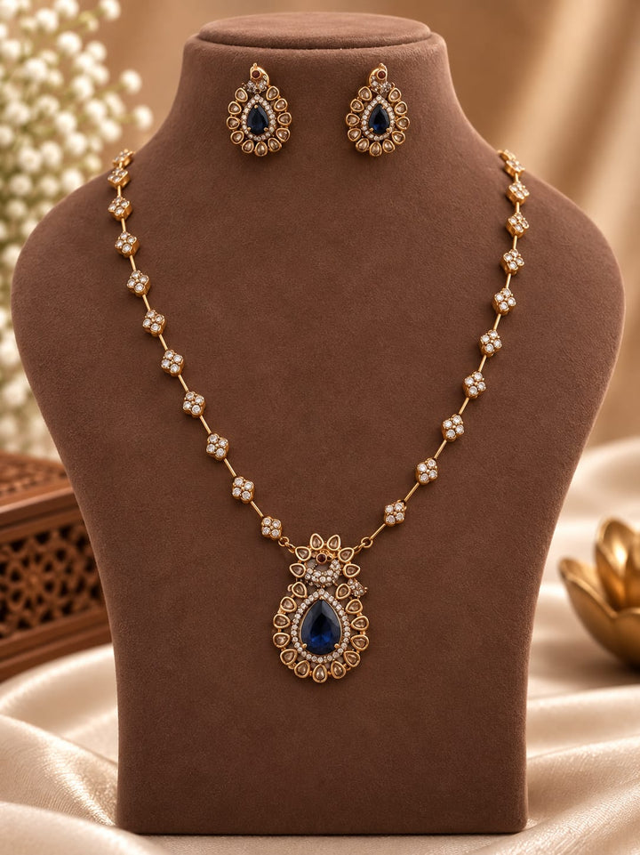 Gold Finish AD Stone Necklace Set